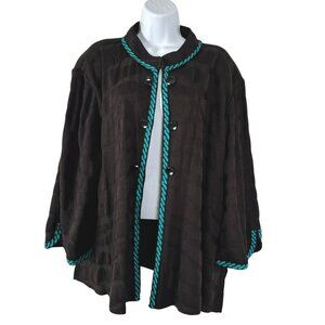Ming Wang Cardigan Jacket Womens‎ 2X Brown Acrylic Polyester CJ-1859